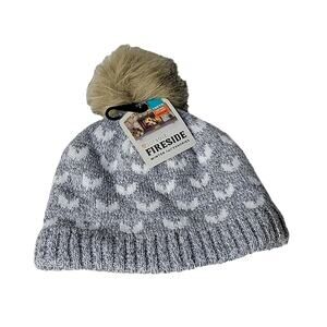 SofSole Fireside Grey and White Winter Hat with Pom NWT